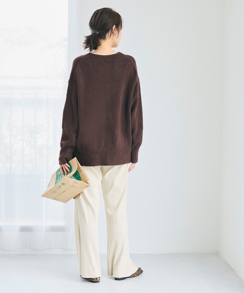 セール】ふあふあヤク風 Vネックニットトップス（ニット/セーター