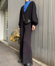 Ameri（アメリ）の「DEEP V NECK KNIT ROMPERS（つなぎ/オールインワン・レディース）」