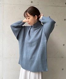【WEB限定】袖編地切り替えタートル