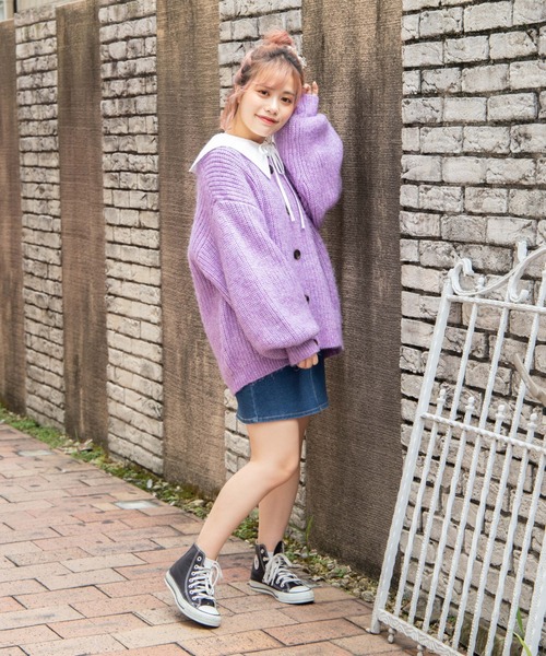 DuKKah(デュカ)の「Dukkah/オーバーサイズカーディガン(カーディガン/ボレロ・レディース・ベージュ/パープル・X-SMALL)」の8枚目の写真