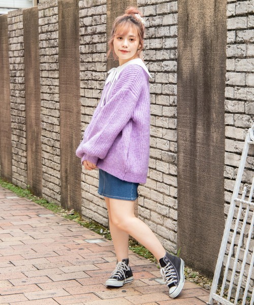 DuKKah(デュカ)の「Dukkah/オーバーサイズカーディガン(カーディガン/ボレロ・レディース・ベージュ/パープル・X-SMALL)」の9枚目の写真