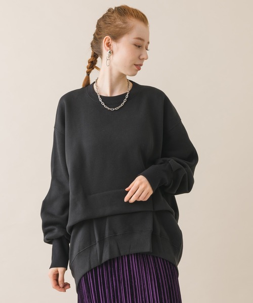 1％（イチ パーセント）の「1％ アメリカン裏毛変形プルオーバー（Tシャツ/カットソー・レディース・ブラック/グリーン・FREE）」の2枚目の写真