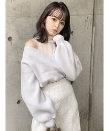 チュールレイヤードカシュクールニット