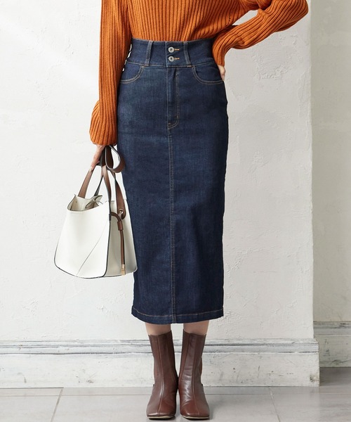 KOBE LETTUCE（コウベレタス）の「ストレッチデニムタイトスカート（デニムスカート・レディース・グレー/インディゴブルー/ライトブルー/ホワイト/ネイビー/ブルー・S/L/M）」の5枚目の写真