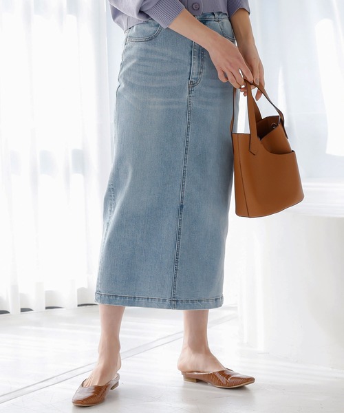 KOBE LETTUCE（コウベレタス）の「ストレッチデニムタイトスカート（デニムスカート・レディース・グレー/インディゴブルー/ライトブルー/ホワイト/ネイビー/ブルー・S/L/M）」の4枚目の写真