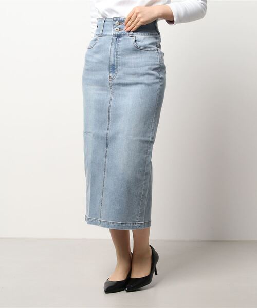 KOBE LETTUCE（コウベレタス）の「ストレッチデニムタイトスカート（デニムスカート・レディース・グレー/インディゴブルー/ライトブルー/ホワイト/ネイビー/ブルー・S/L/M）」の15枚目の写真