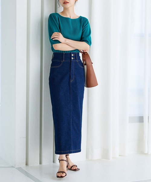 KOBE LETTUCE（コウベレタス）の「ストレッチデニムタイトスカート（デニムスカート・レディース・グレー/インディゴブルー/ライトブルー/ホワイト/ネイビー/ブルー・S/L/M）」の9枚目の写真