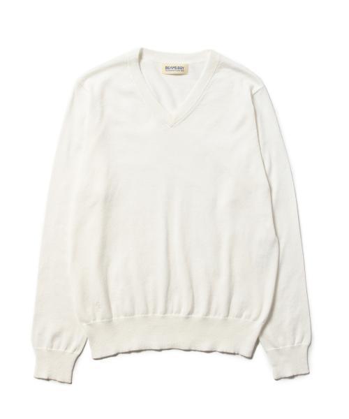 BEAMS BOY（ビームスボーイ）の「○BEAMS BOY / 14ゲージ BB刺繍 Vネック（ニット/セーター・レディース・ホワイト/グレー/レッド/イエロー/ライトブルー/ネイビー・ONE SIZE）」の15枚目の写真