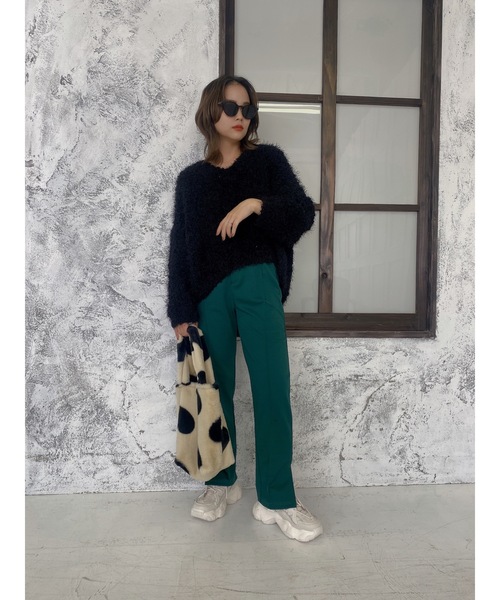 JUMELLE(ジュメロ)の「フェザーヤーンニット(ニット/セーター・レディース・ブラック/パープル・FREE)」の4枚目の写真