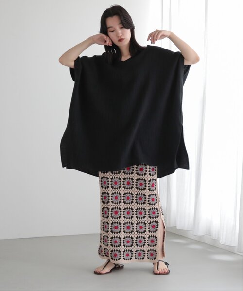 MJUKA.(ミューカ)の「AZUMADAKI DYEING WAFFLE PONCHO BLOUSE(シャツ/ブラウス・レディース・オフホワイト/サックスブルー/ブラック・FREE)」の8枚目の写真
