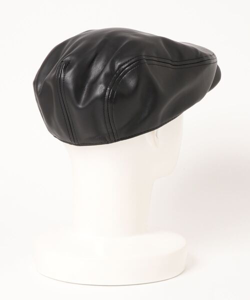 SPINNS（スピンズ）の「フェイクレザーハンチング（ハンチング/ベレー帽・メンズ・ブラック/グリーン・ONESIZE）」の3枚目の写真