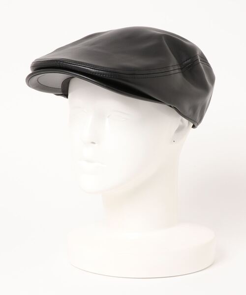 SPINNS（スピンズ）の「フェイクレザーハンチング（ハンチング/ベレー帽・メンズ・ブラック/グリーン・ONESIZE）」の8枚目の写真