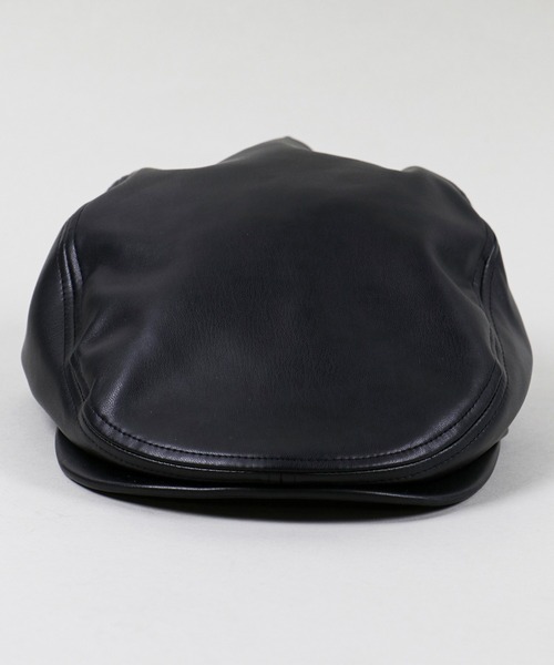 SPINNS（スピンズ）の「フェイクレザーハンチング（ハンチング/ベレー帽・メンズ・ブラック/グリーン・ONESIZE）」の5枚目の写真