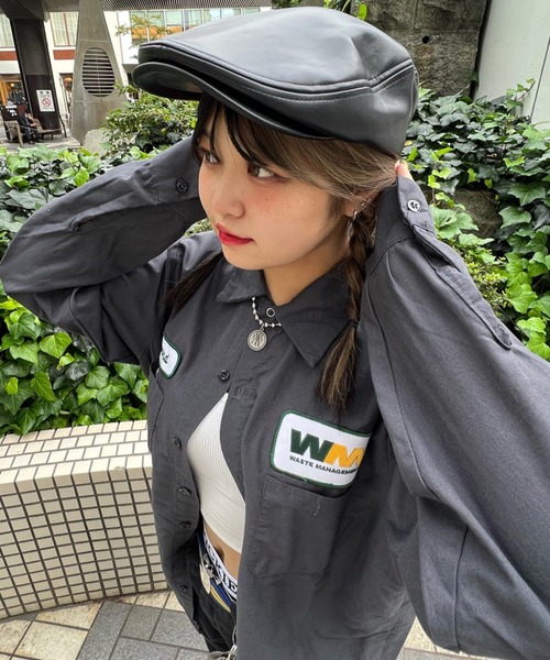 SPINNS（スピンズ）の「フェイクレザーハンチング（ハンチング/ベレー帽・メンズ・ブラック/グリーン・ONESIZE）」の12枚目の写真