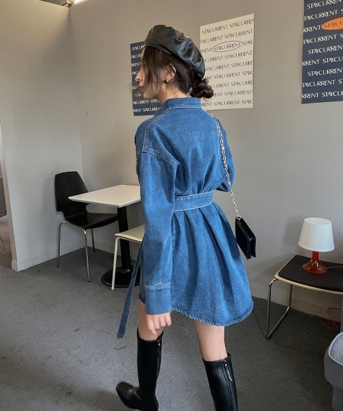 chuu(チュー)の「CHUU ベイボタンデニムdress(ワンピース・レディース・ダークブルー・FREE)」の3枚目の写真