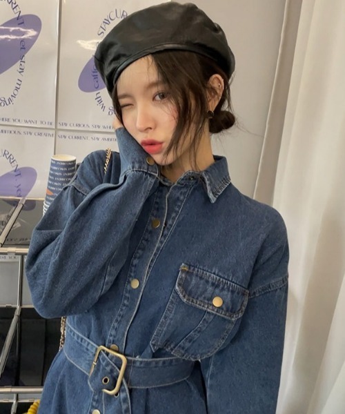 chuu(チュー)の「CHUU ベイボタンデニムdress(ワンピース・レディース・ダークブルー・FREE)」の9枚目の写真