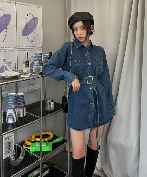 chuu(チュー)の「CHUU ベイボタンデニムdress(ワンピース・レディース・ダークブルー・FREE)」の12枚目の写真