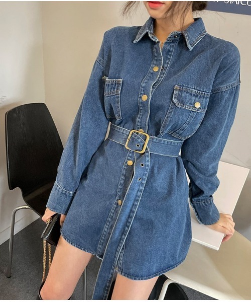 chuu(チュー)の「CHUU ベイボタンデニムdress(ワンピース・レディース・ダークブルー・FREE)」の11枚目の写真