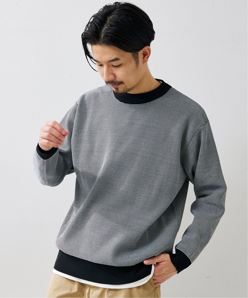 417 EDIFICE（フォーワンセブンエディフィス）の「【カットソー+ニットの2点セット】ミラノリブレイヤードクルーニット（ニット/セーター・メンズ・ホワイト/チャコールグレー/ベージュ系その他/グリーン/ブラック系その他/ネイビー・LARGE/SMALL/MEDIUM）」の3枚目の写真