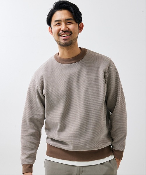 417 EDIFICE（フォーワンセブンエディフィス）の「【カットソー+ニットの2点セット】ミラノリブレイヤードクルーニット（ニット/セーター・メンズ・ホワイト/チャコールグレー/ベージュ系その他/グリーン/ブラック系その他/ネイビー・LARGE/SMALL/MEDIUM）」の5枚目の写真