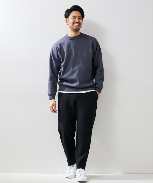 417 EDIFICE（フォーワンセブンエディフィス）の「【カットソー+ニットの2点セット】ミラノリブレイヤードクルーニット（ニット/セーター・メンズ・ホワイト/チャコールグレー/ベージュ系その他/グリーン/ブラック系その他/ネイビー・LARGE/SMALL/MEDIUM）」の7枚目の写真