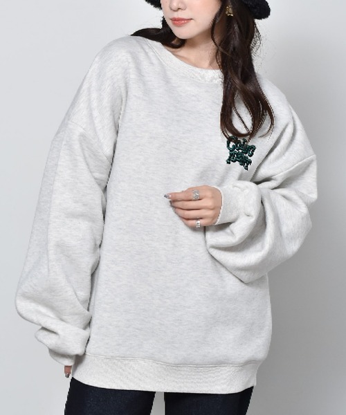 ems excite（エムズエキサイト）の「起毛ロゴトレーナー（スウェット・レディース・ピンク/グリーン/オフホワイト・FREE）」の2枚目の写真