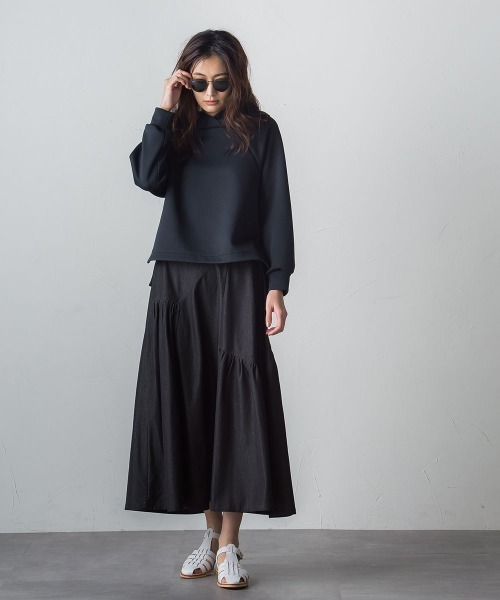 socolla（ソコラ）の「【socolla】ラグラン抜けエリプルオーバー≪洗濯機で洗える≫（パーカー・レディース・ブラック/オフホワイト/ピンク/グリーン・M）」の12枚目の写真