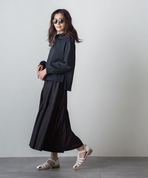 socolla（ソコラ）の「【socolla】ラグラン抜けエリプルオーバー≪洗濯機で洗える≫（パーカー・レディース・ブラック/オフホワイト/ピンク/グリーン・M）」の14枚目の写真