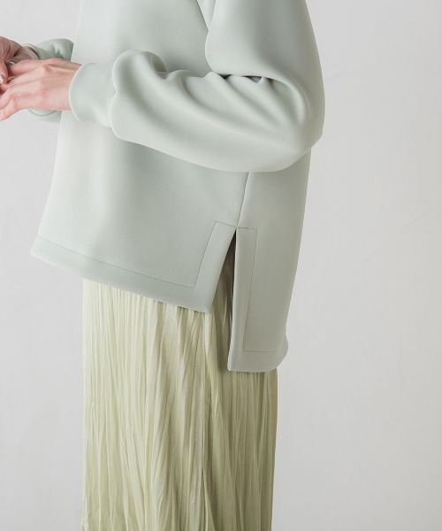 socolla（ソコラ）の「【socolla】ラグラン抜けエリプルオーバー≪洗濯機で洗える≫（パーカー・レディース・ブラック/オフホワイト/ピンク/グリーン・M）」の21枚目の写真