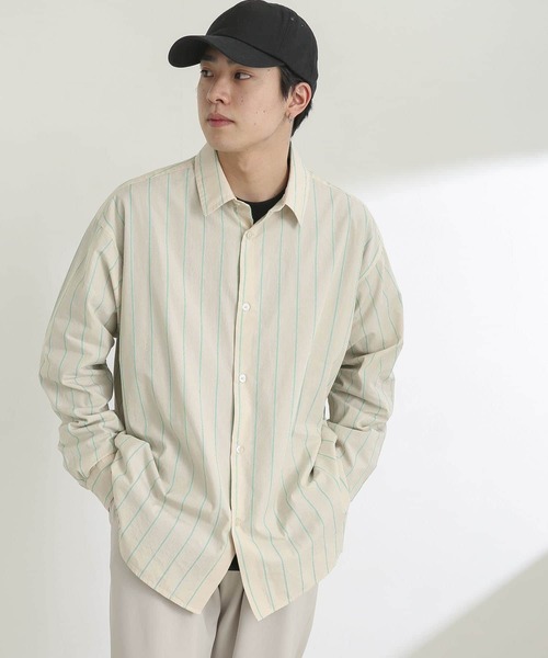 SENSE OF PLACE by URBAN RESEARCH（センスオブプレイスバイアーバンリサーチ）の「ストライプタイプライタールーズシャツB（シャツ/ブラウス・メンズ・ネイビー/イエロー/グリーン・MEDIUM/LARGE）」の15枚目の写真