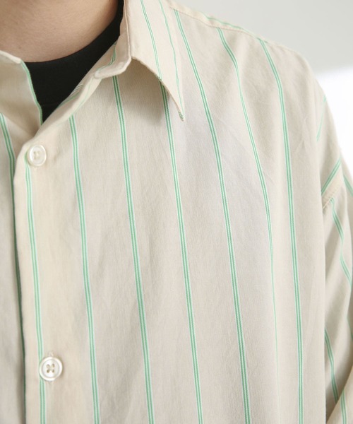 SENSE OF PLACE by URBAN RESEARCH（センスオブプレイスバイアーバンリサーチ）の「ストライプタイプライタールーズシャツB（シャツ/ブラウス・メンズ・ネイビー/イエロー/グリーン・MEDIUM/LARGE）」の16枚目の写真