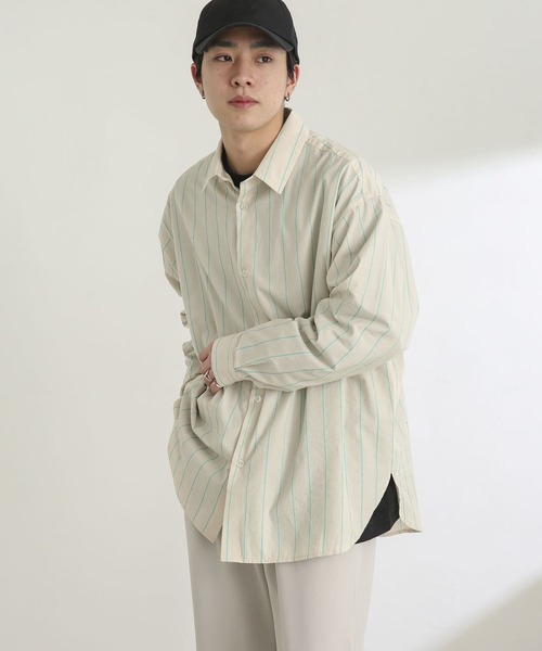 SENSE OF PLACE by URBAN RESEARCH（センスオブプレイスバイアーバンリサーチ）の「ストライプタイプライタールーズシャツB（シャツ/ブラウス・メンズ・ネイビー/イエロー/グリーン・MEDIUM/LARGE）」の18枚目の写真