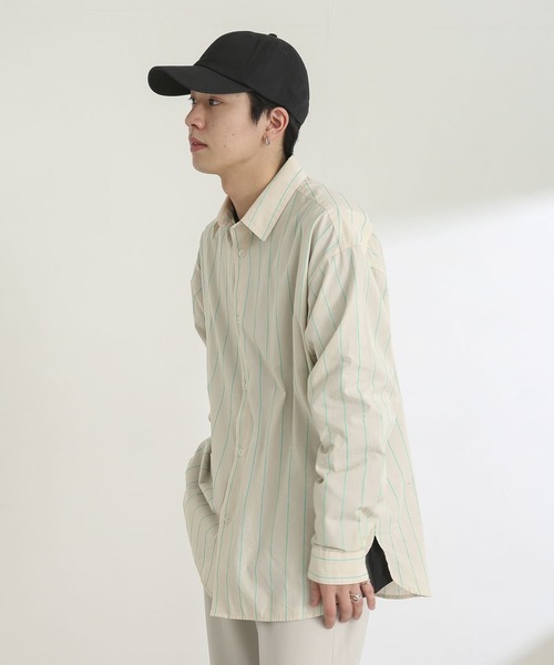 SENSE OF PLACE by URBAN RESEARCH（センスオブプレイスバイアーバンリサーチ）の「ストライプタイプライタールーズシャツB（シャツ/ブラウス・メンズ・ネイビー/イエロー/グリーン・MEDIUM/LARGE）」の19枚目の写真