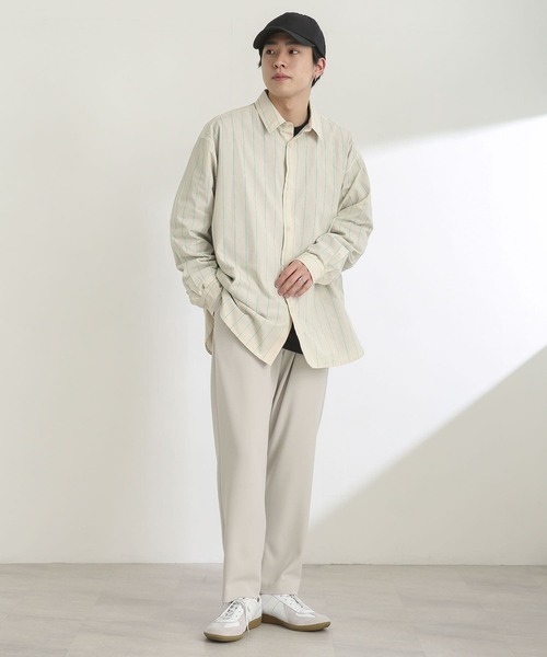 SENSE OF PLACE by URBAN RESEARCH（センスオブプレイスバイアーバンリサーチ）の「ストライプタイプライタールーズシャツB（シャツ/ブラウス・メンズ・ネイビー/イエロー/グリーン・MEDIUM/LARGE）」の21枚目の写真