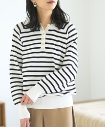 柔らか綿混素材ヘンリーネックニット