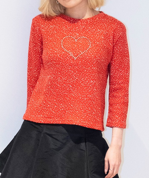 Bonjour Girl(ボンジュールガール)の「【WHYNOTUS】 HEART STUD TOP(Tシャツ/カットソー・レディース・ホワイト/レッド・S/M)」の2枚目の写真