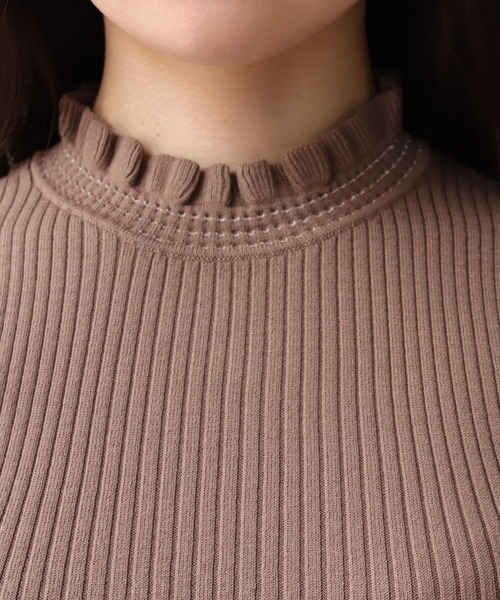 HER CLOSET（ハークローゼット）の「【twenty three】シャーリングプチハイネックリブニットノースリーブトップス（ニット/セーター・レディース・ブラック/グリーン/アイボリー/モカ・FREE）」の12枚目の写真