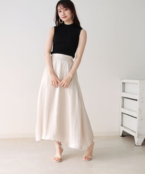 HER CLOSET（ハークローゼット）の「【twenty three】シャーリングプチハイネックリブニットノースリーブトップス（ニット/セーター・レディース・ブラック/グリーン/アイボリー/モカ・FREE）」の10枚目の写真