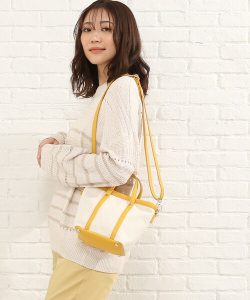 SHOO・LA・RUE(シューラルー)の「◆キャンバスコンビ2WAYミニトート(トートバッグ・レディース・ダークグリーン/イエロー/ベージュ系8/ピンク系・00)」の14枚目の写真