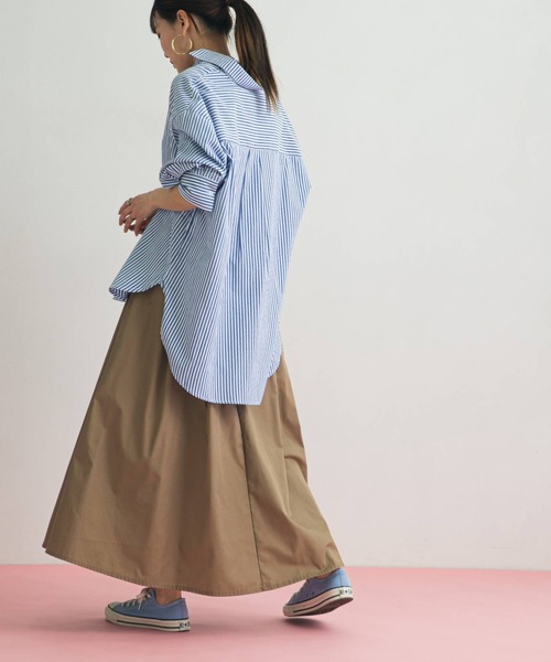 bohmal（ボマール）の「カジュアルロングフレアスカート（スカート・レディース・ベージュ/オフホワイト・MEDIUM）」の4枚目の写真