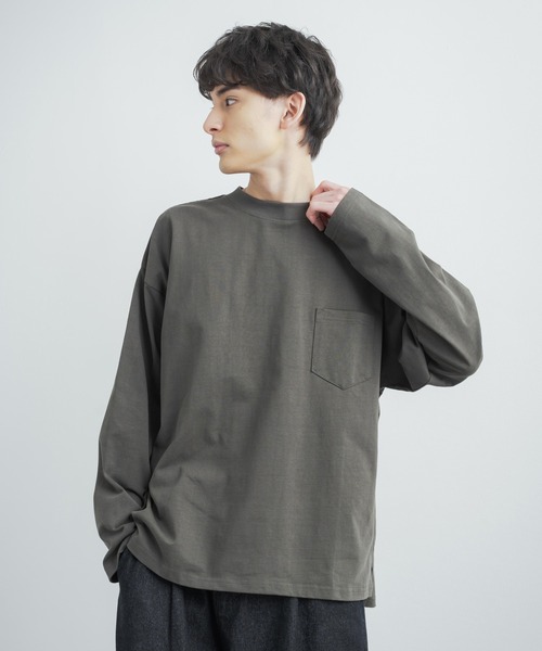Rocky Monroe(ロッキーモンロー)の「オーバーサイズ ヘビーウェイト 無地/配色ステッチポケット付きビッグロングTシャツ(Tシャツ/カットソー・メンズ・ホワイト/ベージュ/ブラック/カーキ/ホワイト×ブラック/ブラック×ホワイト/ベージュ×ブラック/カーキ系・LL/M/L/MEDIUM/LARGE/X-LARGE)」の7枚目の写真