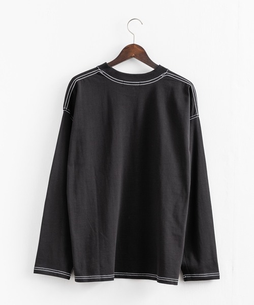 Rocky Monroe(ロッキーモンロー)の「オーバーサイズ ヘビーウェイト 無地/配色ステッチポケット付きビッグロングTシャツ(Tシャツ/カットソー・メンズ・ホワイト/ベージュ/ブラック/カーキ/ホワイト×ブラック/ブラック×ホワイト/ベージュ×ブラック/カーキ系・LL/M/L/MEDIUM/LARGE/X-LARGE)」の21枚目の写真