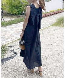 aunt lily | フレンチリネンバックリボンアクセントドレス(インナータンクトップ付き)(ドレス)