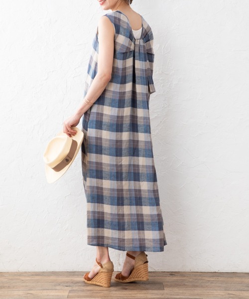 aunt lily(アントリリー)の「フレンチリネンバックリボンアクセントドレス(インナータンクトップ付き)(ドレス・レディース・ライトパープル/ブラック/ブルー・15号/13号/9号/11号)」の11枚目の写真