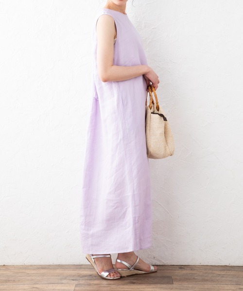 aunt lily(アントリリー)の「フレンチリネンバックリボンアクセントドレス(インナータンクトップ付き)(ドレス・レディース・ライトパープル/ブラック/ブルー・15号/13号/9号/11号)」の17枚目の写真