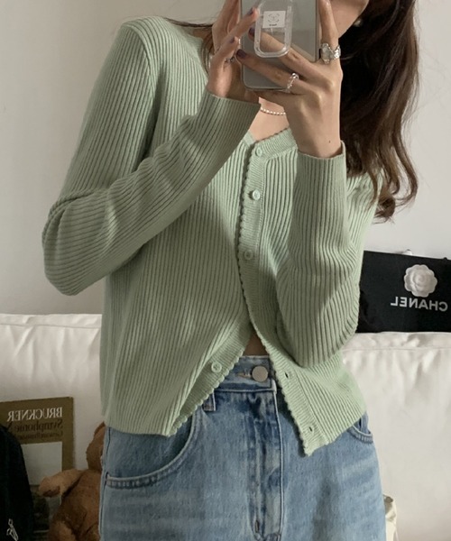 AMOUR BOX(アムールボックス)の「薄手リブニットカーディガン(カーディガン/ボレロ・レディース・ブラック/ホワイト/ブルー/グレー・SMALL/MEDIUM)」の1枚目の写真