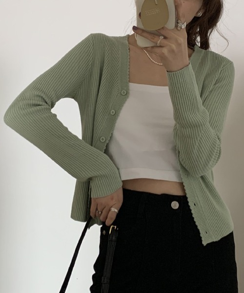 AMOUR BOX(アムールボックス)の「薄手リブニットカーディガン(カーディガン/ボレロ・レディース・ブラック/ホワイト/ブルー/グレー・SMALL/MEDIUM)」の17枚目の写真