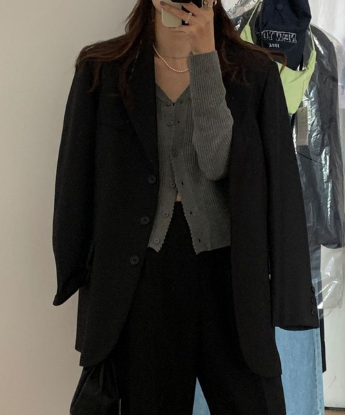 AMOUR BOX(アムールボックス)の「薄手リブニットカーディガン(カーディガン/ボレロ・レディース・ブラック/ホワイト/ブルー/グレー・SMALL/MEDIUM)」の5枚目の写真