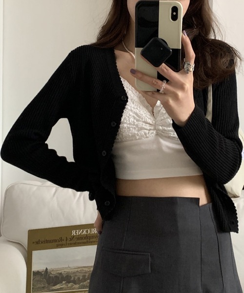 AMOUR BOX(アムールボックス)の「薄手リブニットカーディガン(カーディガン/ボレロ・レディース・ブラック/ホワイト/ブルー/グレー・SMALL/MEDIUM)」の16枚目の写真