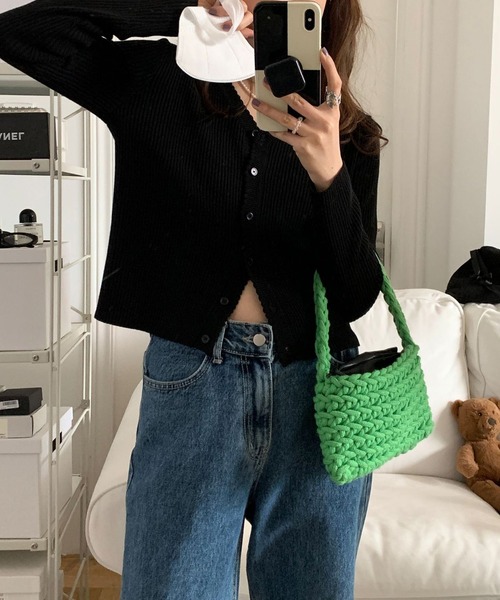 AMOUR BOX(アムールボックス)の「薄手リブニットカーディガン(カーディガン/ボレロ・レディース・ブラック/ホワイト/ブルー/グレー・SMALL/MEDIUM)」の14枚目の写真